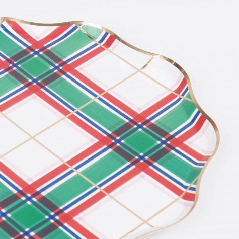 Piattini di carta natalizi Tartan