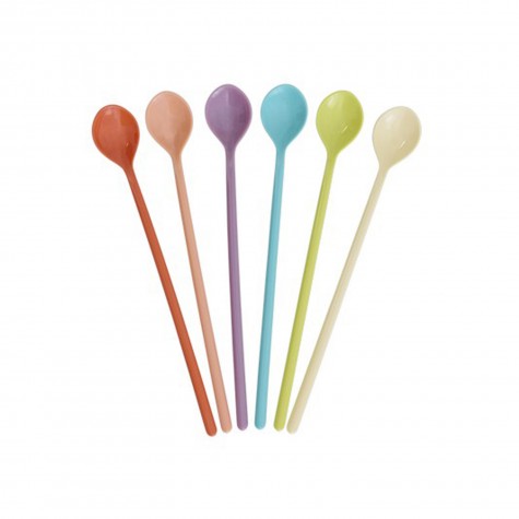 Set 6 cucchiaini lunghi in melamina colori assortiti |
