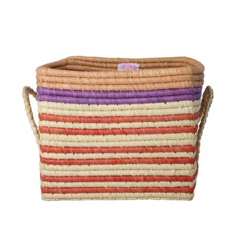 Cesto portaoggetti in rafia a righe multicolor | Gallinasmilza
