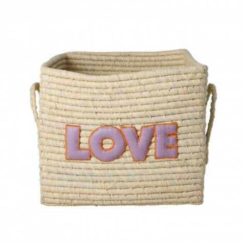 Cesto portaoggetti in rafia con scritta LOVE | Gallinasmilza