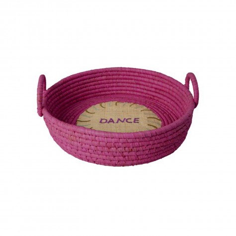 Cesto portapane in rafia fucsia con scritta DANCE |