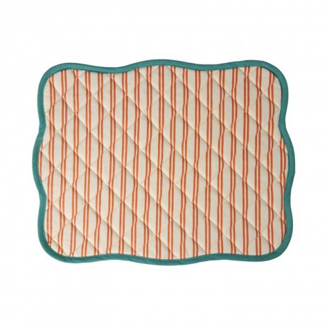 Tovaglietta americana trapuntata a righe con bordo menta |