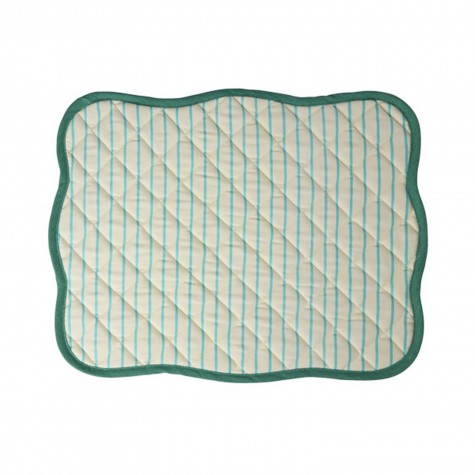 Tovaglietta americana trapuntata a righe con bordo verde |