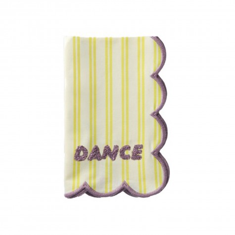 Tovagliolo in cotone a righe con scritta ricamata DANCE |