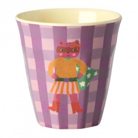 Bicchiere piccolo in melamina con gattino supereroe |
