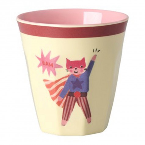 Bicchiere piccolo in melamina con gattina supereroina |