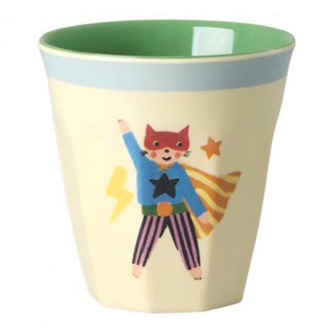 Bicchiere piccolo in melamina con gattina supereroina |