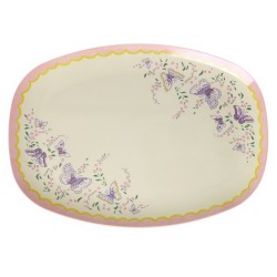 Piatto ovale in melamina con fiorellini e farfalle |