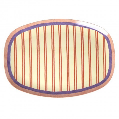 Piatto ovale in melamina a righe rosse | Gallinasmilza