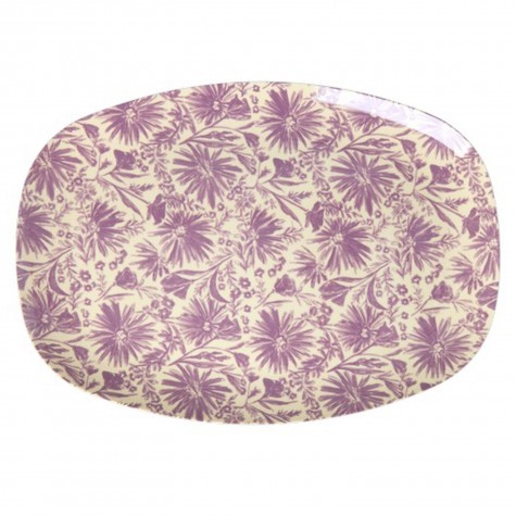 Piatto ovale in melamina con fiori viola | Gallinasmilza
