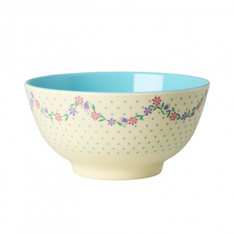 Tazza grande da colazione a pois azzurri con fiorellini |