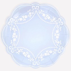 Piatti di carta blu fiordaliso stile Rococò | Gallinasmilza