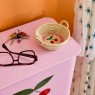 Cestino portapane in rafia beige con ciliegie | Gallinasmilza