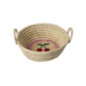 Cestino portapane in rafia beige con ciliegie | Gallinasmilza