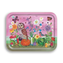 Vassoio rettangolare in legno con gufetto | Gallinasmilza