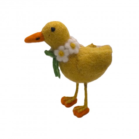 Decorazione in feltro a forma di paperella gialla con