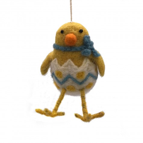 Decorazione in feltro a forma di pulcino nell'uovo |