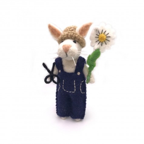 Decorazione in feltro a forma di coniglietto con margherita |
