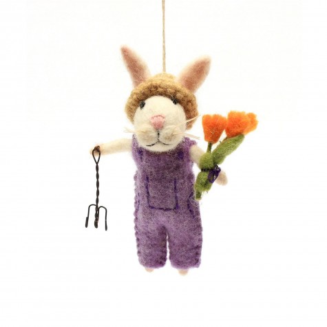 Decorazione in feltro a forma di coniglietto giardiniere |