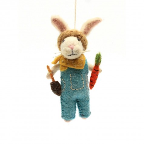 Decorazione in feltro a forma di coniglietto giardiniere |