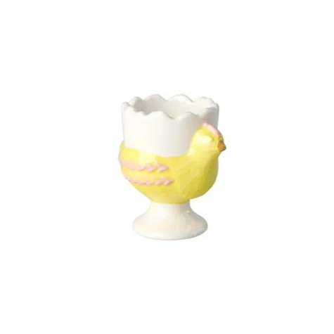 Portauovo in ceramica a forma di gallina gialla | Gallinasmilza