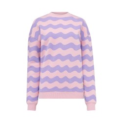 Felpa girocollo donna con onde rosa e viola | Gallinasmilza