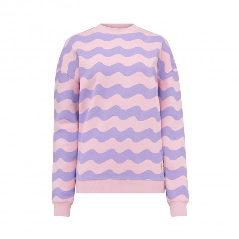 Felpa girocollo donna con onde rosa e viola | Gallinasmilza