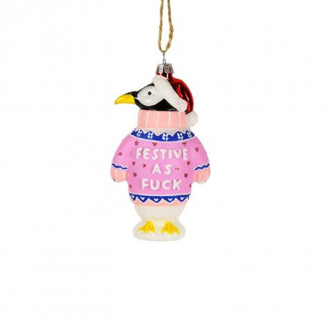 Decorazione in vetro soffiato a forma di pinguino natalizio |