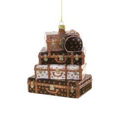 Decorazione in vetro soffiato a forma di pila di valigie |