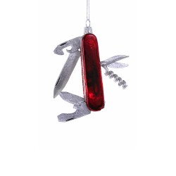 Decorazione in vetro soffiato a forma di coltellino svizzero |