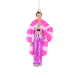 Decorazione in vetro soffiato di Harry Styles con cappotto rosa