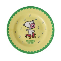 Piatto giallo da dolce con Snoopy sui pattini | Gallinasmilza