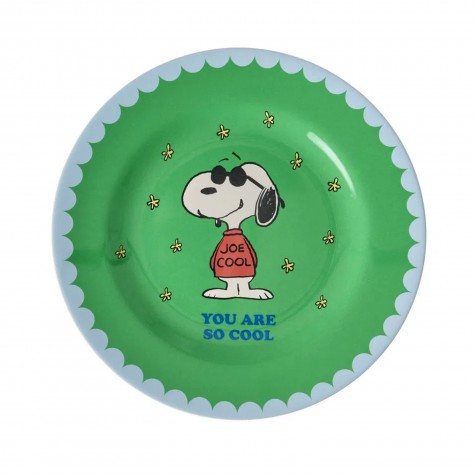 Piatto verde da dolce con Snoopy Joe Cool | Gallinasmilza