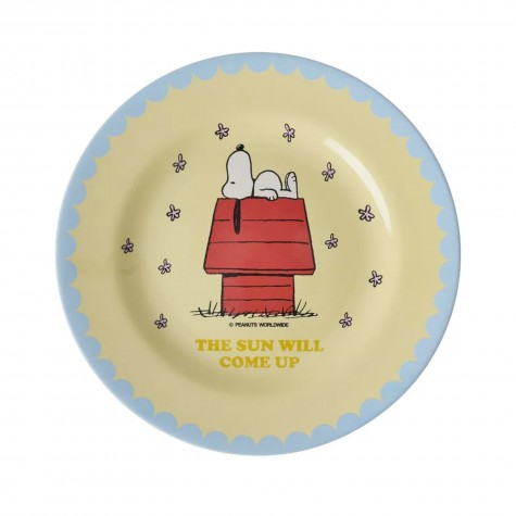 Piatto giallo da dolce con Snoopy sulla cuccia | Gallinasmilza