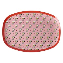 Piatto ovale rosa con Snoopy&Woodstock | Gallinasmilza