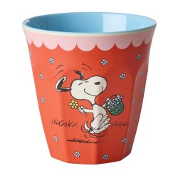 Bicchiere medio rosso con Snoopy floreale | Gallinasmilza