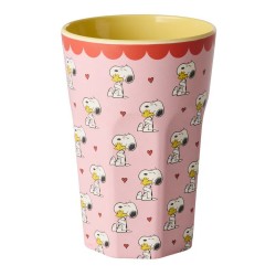 Bicchiere grande rosa con Snoopy&Woodstock | Gallinasmilza