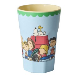 Bicchiere grande azzurro con Snoopy&Friends | Gallinasmilza