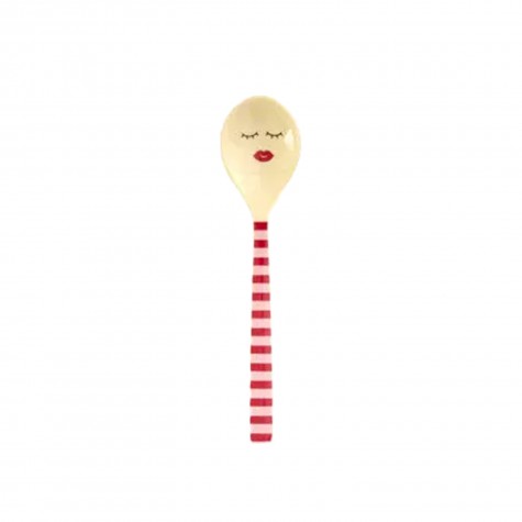 Cucchiaino da tè a righe con occhi e labbra | Gallinasmilza