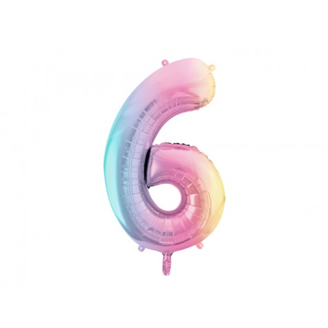 Palloncino compleanno numero 6 iridescente | Gallinasmilza