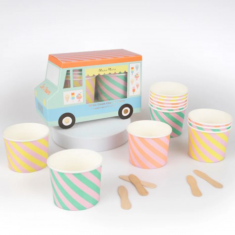 Coppette gelato di carta a righe +...