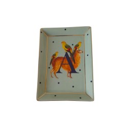 Svuotatasche in porcellana a pois con lettera A