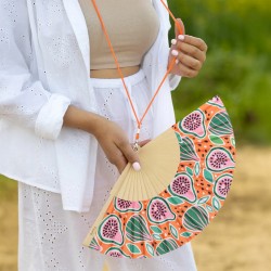 Ventaglio arancione con stampa di fichi | Gallinasmilza 2