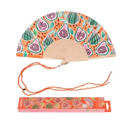 Ventaglio arancione con stampa di fichi | Gallinasmilza
