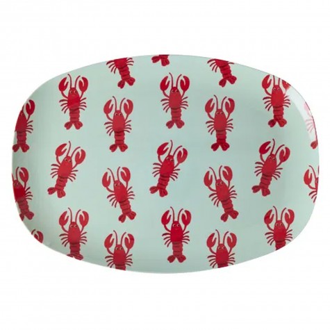Piatto ovale azzurro con aragoste | Gallinasmilza