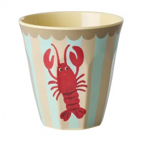 Bicchiere medio in melamina a righe con aragosta | Gallinasmilza