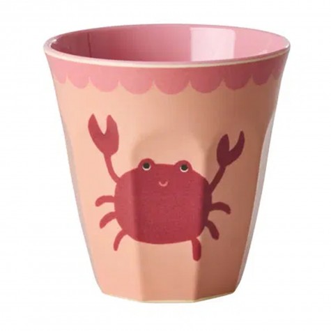Bicchiere medio in melamina rosa con granchietto | Gallinasmilza