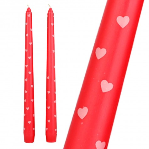 Candele rosse con cuoricini decorati | Gallinasmilza