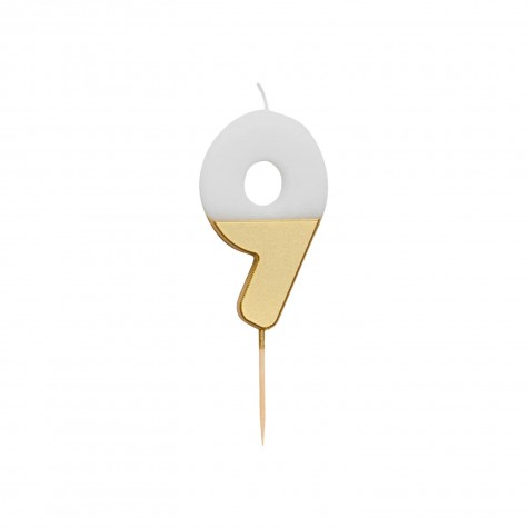 Candelina di compleanno dorata numero 9 | Gallinasmilza