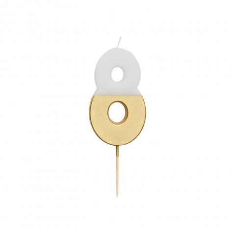 Candelina di compleanno dorata numero 8 | Gallinasmilza